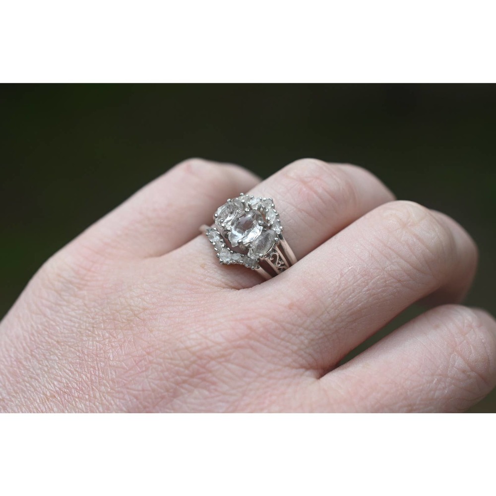 Engagement ring set, raw diamond ring, raw stone ring, alternative engag… - Picture 3 of 6